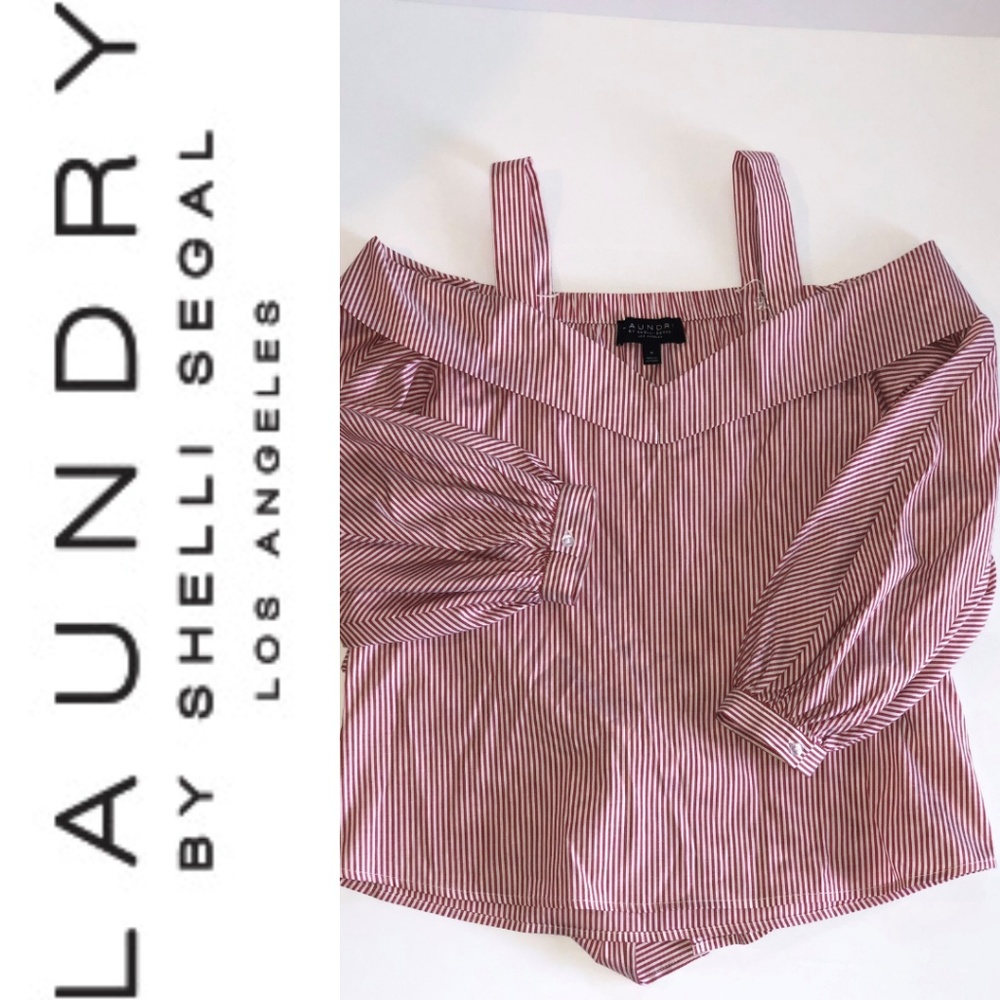 Laundry by Shelli Segal Red & White Striped Shirt